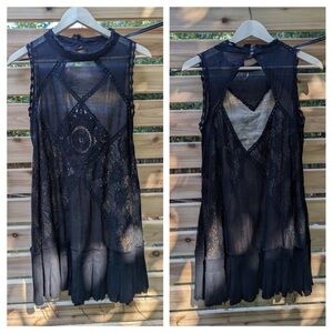 FP One sleeveless lace black mini dress M